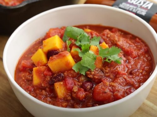 Vegetarian Butternut Squash Chili with Avocado Recipe