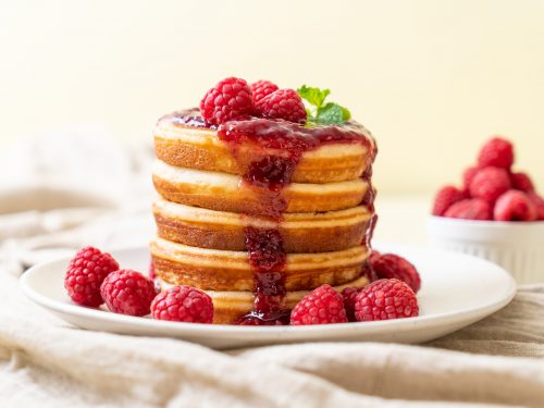 pancake with fresh raspberries