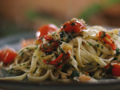 linguine-crab-and-avocado-with-scallion-vinaigrette-recipe