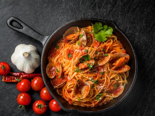 ボンゴレパスタ　Spaghetti with clam and tomato