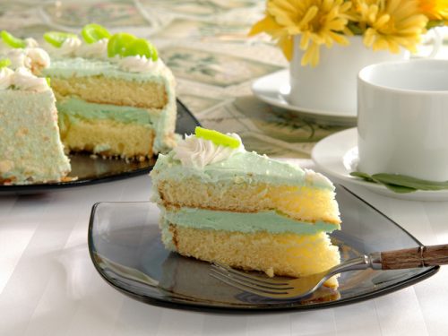 a slice of key lime cake