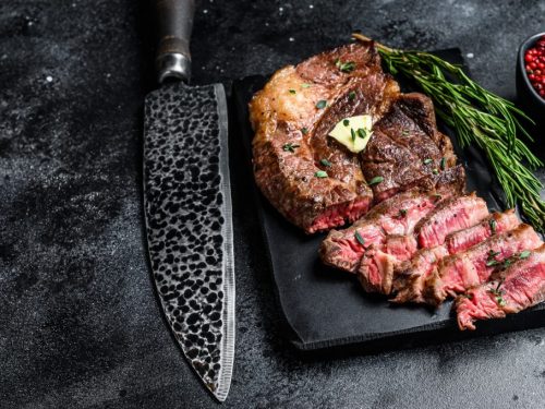 Sous Vide Chuck Roast Recipe, Chuck roast beef sliced and topped with butter and herbs