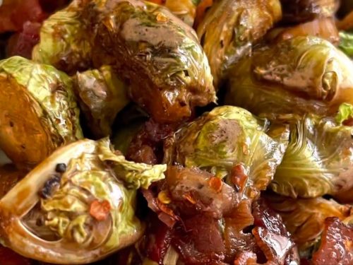 Garlic Roasted Brussel Sprouts with Bacon Recipe