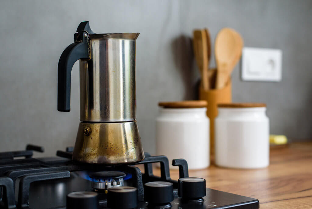 traditional percolator on the stove