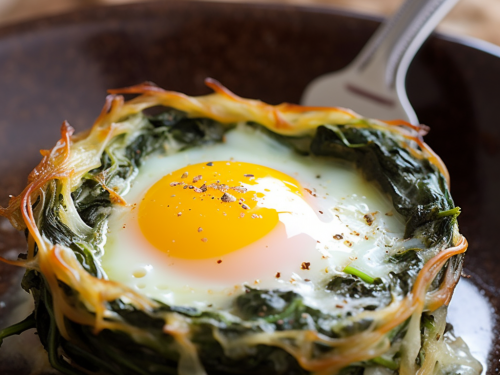 Baked Egg in Spinach Nest