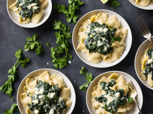 Beef and Spinach Ravioli with Alfredo Sauce Recipe