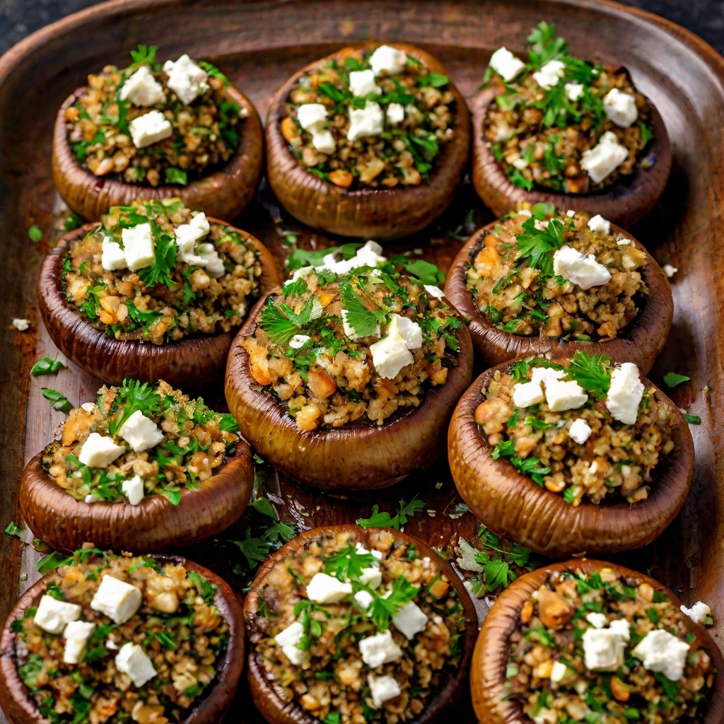 Bulgur and Feta Stuffed Mushrooms Recipe