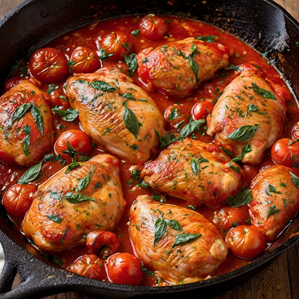 Cast Iron Skillet Tomato Basil Chicken Recipe