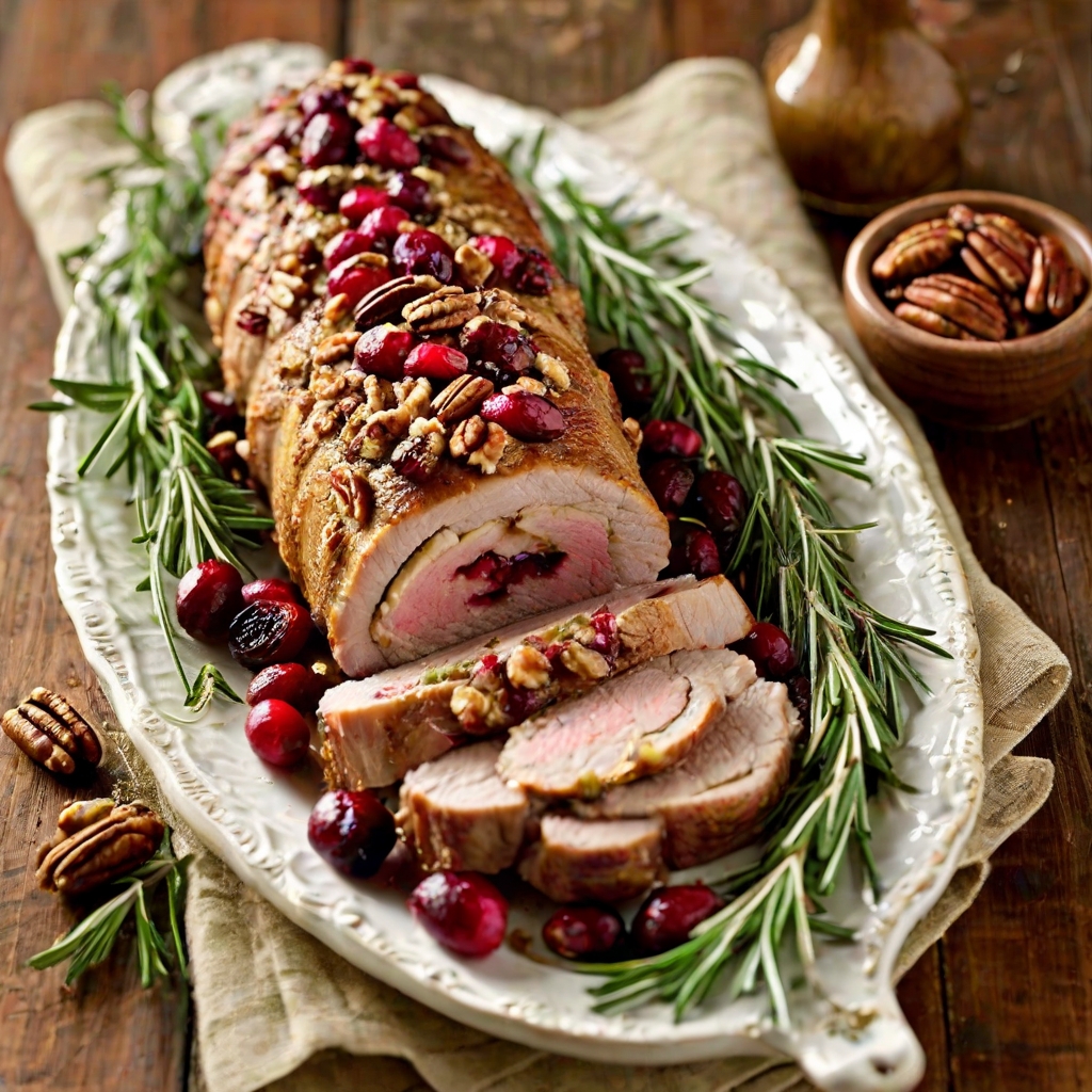 Cranberry and Pecan Stuffed Pork Tenderloin