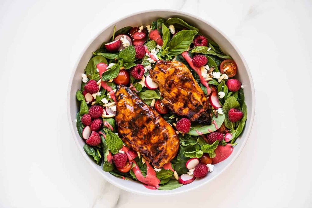 Easter-Salad-with-Grilled-Chicken-and-Raspberries-Recipe