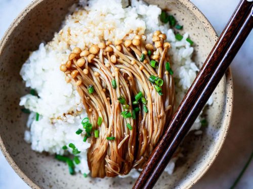 Enoki Mushroom and Rice Bowl Recipe