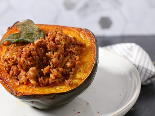 Ground Pork and Apple Stuffed Acorn Squash Recipe