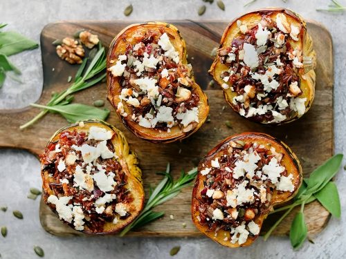 Mushroom and Wild Rice Stuffed Squash Recipe