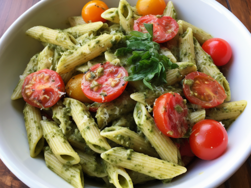 Penne Pasta with Pesto and Cherry Tomatoes