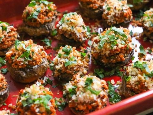 Rabbit and Herb Stuffed Mushrooms