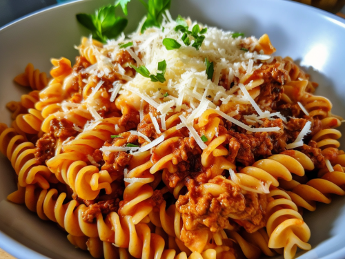 Rotini Pasta with Bolognese Sauce