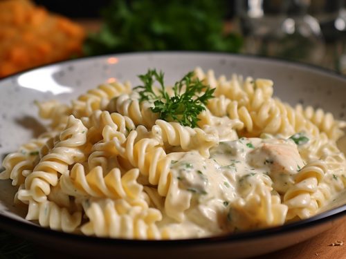 Rotini Pasta with Creamy Alfredo Sauce Recipe