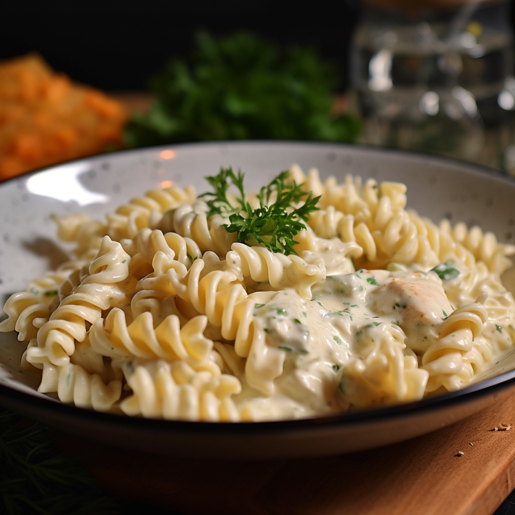 Rotini Pasta with Creamy Alfredo Sauce Recipe