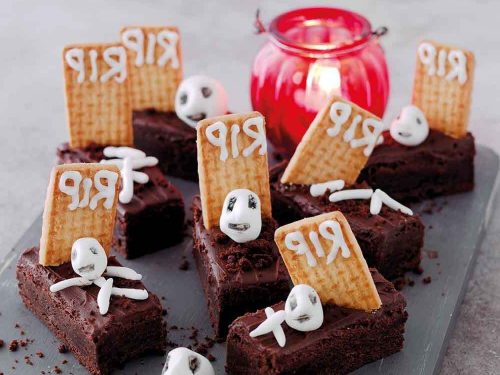 Vegan Halloween Graveyard Brownies