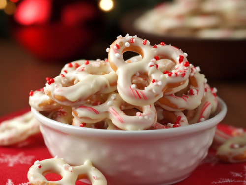 White Chocolate Peppermint Pretzels