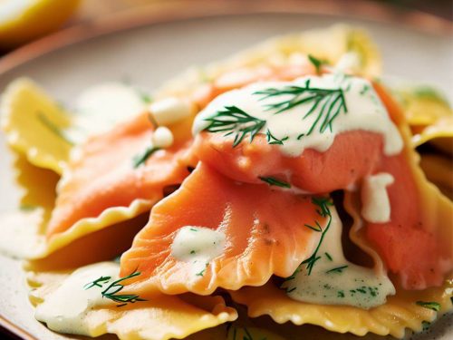 Smoked Salmon and Dill Ravioli with Lemon Cream Sauce