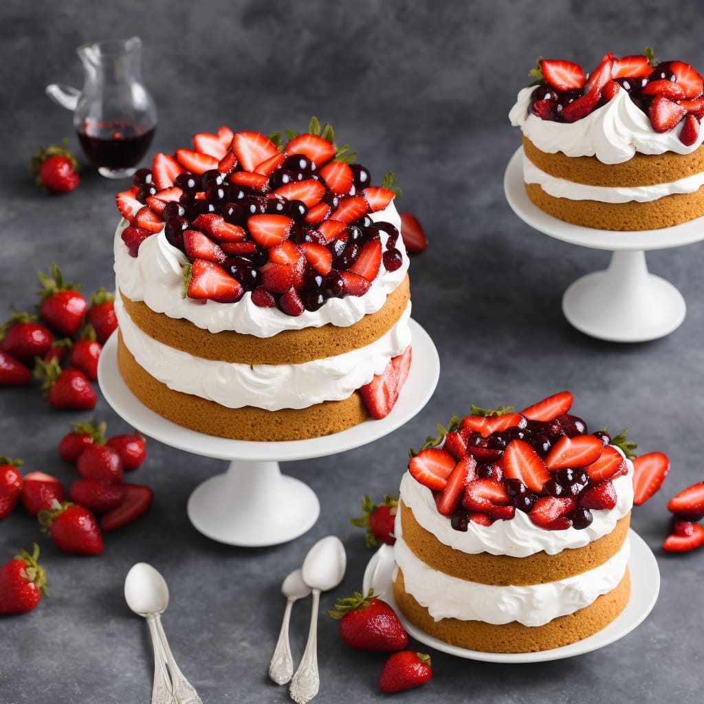 Amaretto Meringue Cake with Strawberries & Cherries