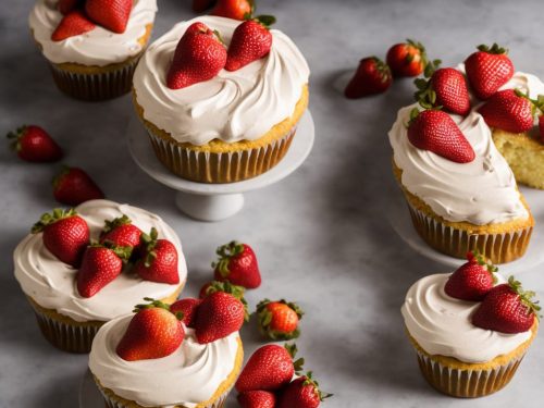 Angel Cake with Meringue Icing & Strawberry Ganache