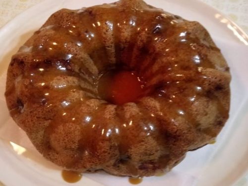 Apple Harvest Pound Cake with Caramel Glaze