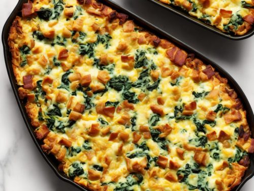 Bacon, Cheddar and Spinach Strata