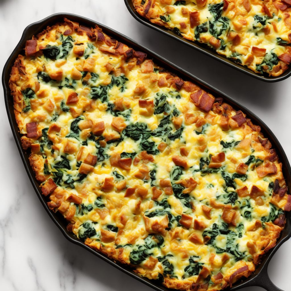 Bacon, Cheddar and Spinach Strata