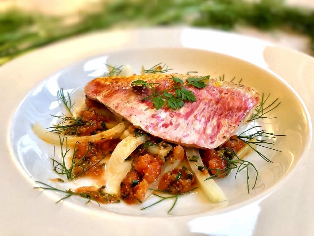 Baked Anchovy-Stuffed Red Mullet with Fennel