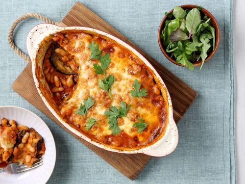 Baked Aubergines with Cannellini Beans