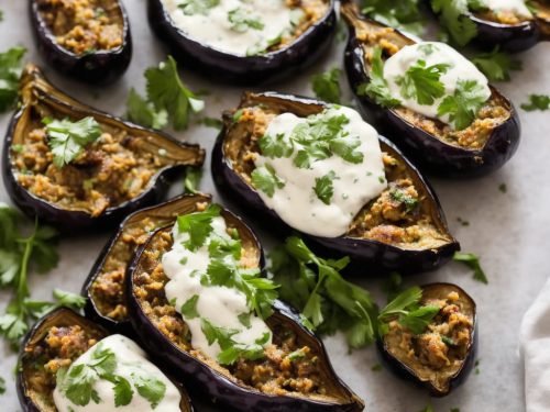 Baked Aubergines with Coriander Yogurt Dressing