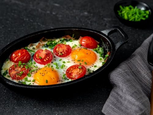 Baked Eggs with Ham & Spinach