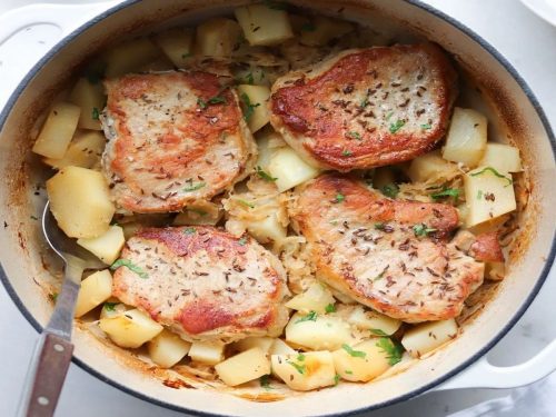 Baked Fennel Pork with Lemony Potatoes & Onions