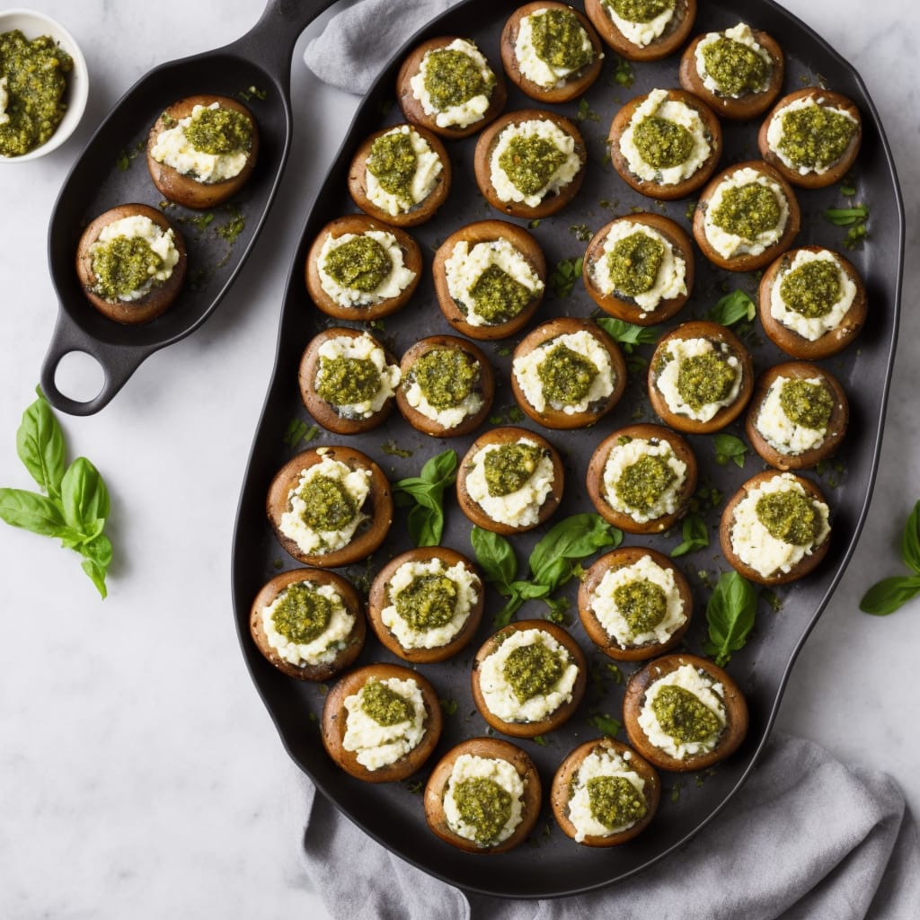 Baked mushrooms with ricotta & pesto