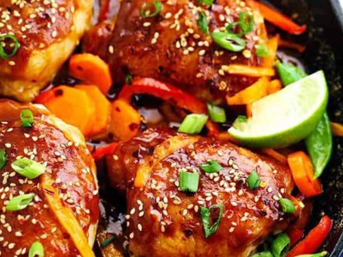 Baked Peanut Chicken with Carrot & Cucumber Salad