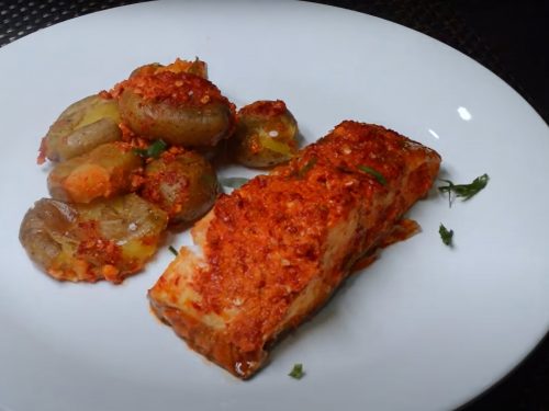 Baked Piri-Piri Tilapia with Crushed Potatoes