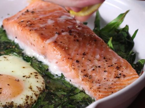 Baked Salmon & Eggs