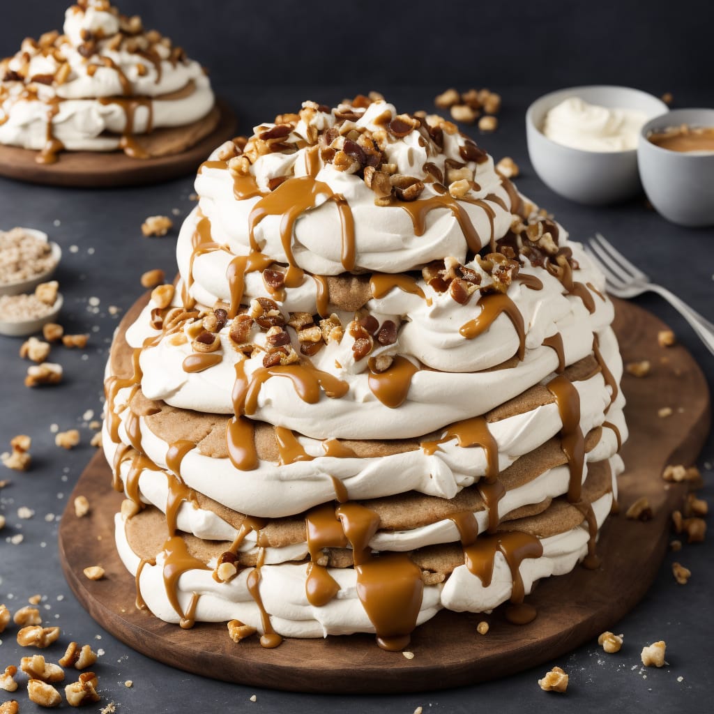 Banana, tahini & salted caramel pavlova