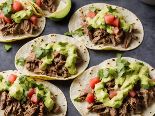 Barbacoa Beef Tacos with Pickled Watermelon & Avocado Sauce