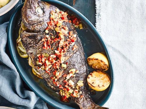 Barbecued Bream with Spring Onions, Lemon & Chilli