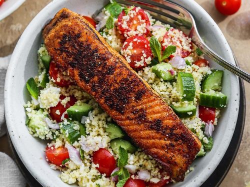 Basil & Coconut Salmon with Spiced Couscous