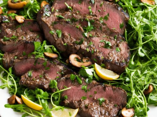 Bavette Steak with Chips, Tarragon & Mushroom Sauce & Watercress Salad