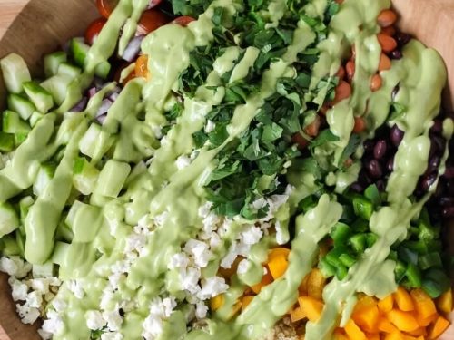 Bean Salad with Yogurt Avocado Dressing