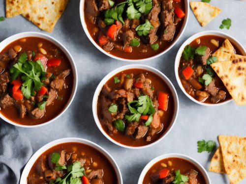 Beany Beef Chilli Stew with Crunchy Tortilla Croutons