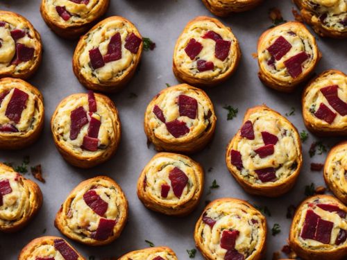 Beetroot, Bacon & Cheddar Bread Scrolls