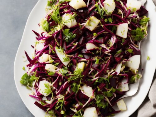 Beetroot-Cured Cod with Fennel & Kohlrabi Slaw