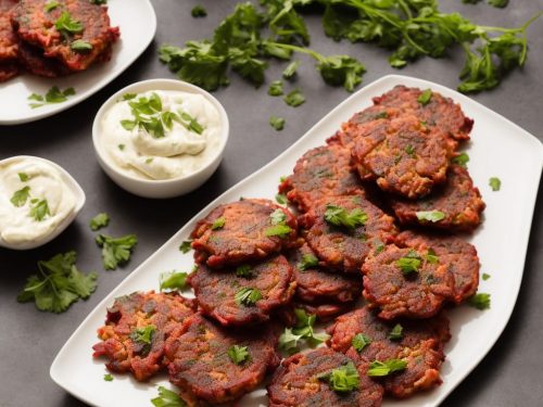 Beetroot Fritters with Soured Cream & Salmon Tartare