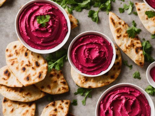 Beetroot Hummus with Crisp Pittas